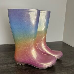 Sparkly Girls Rainbow Glitter Rain Boots